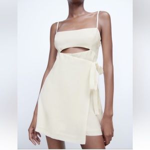 Zara Linen Blend Cut Out Jumpsuit Dress